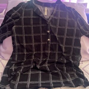 Black Checkered Women's Top